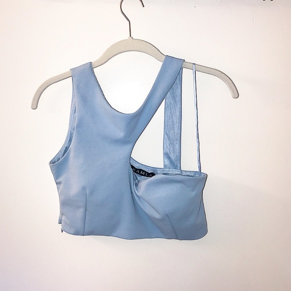 KAMLA Super Crop Cut Out Top - Baby Blue - Picture 1 of 3
